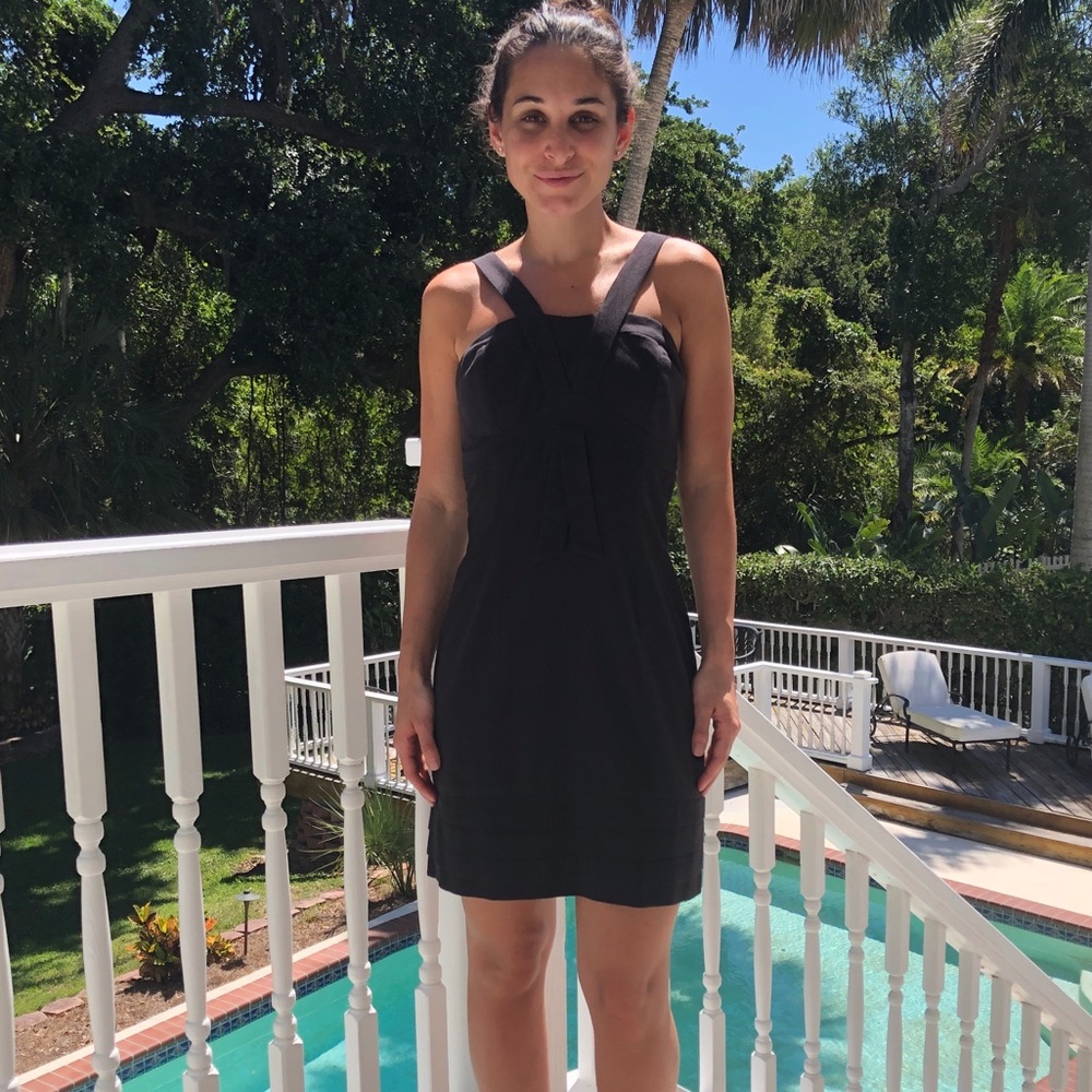 French Connection Black Mini Dress w/ Bow Detail